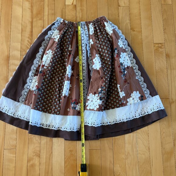 Vintage Carefree Fashions Skirt Brown Cottagecore Lace Prairie Gunne Sax Style - Picture 9 of 10